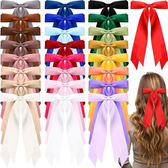 Silky Satin Hair Bows Set 25 pcs Elegant Clips for Women, Multiple Hairstyles main image 5